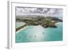 Aerial View of Sailboats Moored from the Coast of Antigua, Leeward Islands, West Indies-Roberto Moiola-Framed Photographic Print