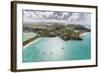 Aerial View of Sailboats Moored from the Coast of Antigua, Leeward Islands, West Indies-Roberto Moiola-Framed Photographic Print