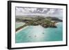 Aerial View of Sailboats Moored from the Coast of Antigua, Leeward Islands, West Indies-Roberto Moiola-Framed Photographic Print