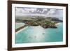 Aerial View of Sailboats Moored from the Coast of Antigua, Leeward Islands, West Indies-Roberto Moiola-Framed Photographic Print