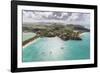 Aerial View of Sailboats Moored from the Coast of Antigua, Leeward Islands, West Indies-Roberto Moiola-Framed Photographic Print