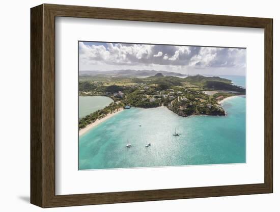 Aerial View of Sailboats Moored from the Coast of Antigua, Leeward Islands, West Indies-Roberto Moiola-Framed Photographic Print