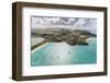 Aerial View of Sailboats Moored from the Coast of Antigua, Leeward Islands, West Indies-Roberto Moiola-Framed Photographic Print