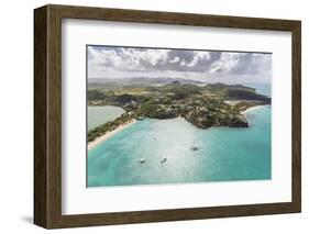 Aerial View of Sailboats Moored from the Coast of Antigua, Leeward Islands, West Indies-Roberto Moiola-Framed Photographic Print