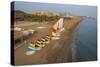 Aerial View of Sailboats on the Beach, Belek, Antalya, Turkey-Ali Kabas-Stretched Canvas