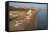 Aerial View of Sailboats on the Beach, Belek, Antalya, Turkey-Ali Kabas-Framed Stretched Canvas