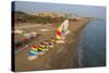 Aerial View of Sailboats on the Beach, Belek, Antalya, Turkey-Ali Kabas-Stretched Canvas