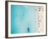 Aerial View of Sandy Beach with Tourists Swimming in Beautiful Clear Sea Water-paul prescott-Framed Photographic Print