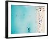 Aerial View of Sandy Beach with Tourists Swimming in Beautiful Clear Sea Water-paul prescott-Framed Photographic Print