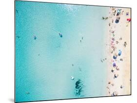 Aerial View of Sandy Beach with Tourists Swimming in Beautiful Clear Sea Water-paul prescott-Mounted Photographic Print