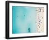 Aerial View of Sandy Beach with Tourists Swimming in Beautiful Clear Sea Water-paul prescott-Framed Photographic Print