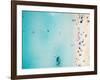 Aerial View of Sandy Beach with Tourists Swimming in Beautiful Clear Sea Water-paul prescott-Framed Photographic Print