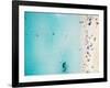 Aerial View of Sandy Beach with Tourists Swimming in Beautiful Clear Sea Water-paul prescott-Framed Photographic Print