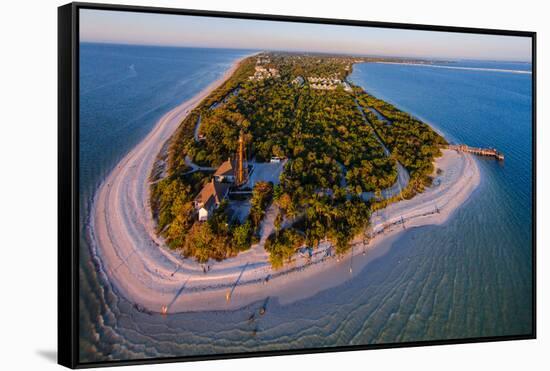 Aerial view of Sanibel Island Lighthouse, Sanibel Island, Lee County, Florida, USA-null-Framed Stretched Canvas