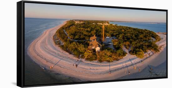 Aerial view of Sanibel Island Lighthouse, Sanibel Island, Lee County, Florida, USA-null-Framed Stretched Canvas