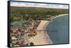 Aerial View of Santa Cruz Beach and Pier, California-null-Framed Stretched Canvas