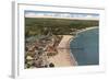 Aerial View of Santa Cruz Beach and Pier, California-null-Framed Art Print