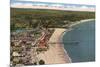 Aerial View of Santa Cruz Beach and Pier, California-null-Mounted Premium Giclee Print