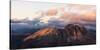 Aerial view of Sassolungo and Sassopiatto mountain range at sunset, Dolomites, South Tyrol, Italy, -Roberto Moiola-Stretched Canvas