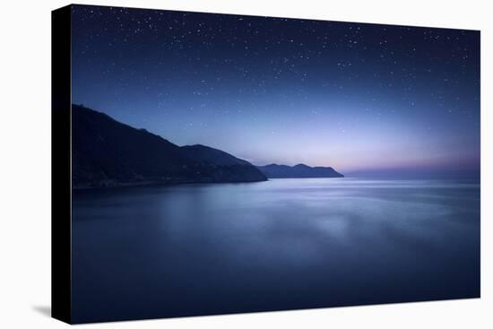 Aerial View of Sea and Mountains on a Starry Night, Manarola, Italy-null-Stretched Canvas