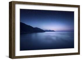 Aerial View of Sea and Mountains on a Starry Night, Manarola, Italy-null-Framed Photographic Print