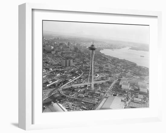 Aerial View of Seattle and Space Needle, 1962-null-Framed Photographic Print