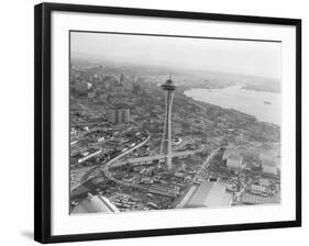 Aerial View of Seattle and Space Needle, 1962-null-Framed Photographic Print