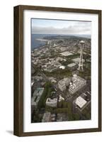 Aerial View of Seattle Center, Space Needle, and Puget Sound, Seattle, Washington, USA-Merrill Images-Framed Photographic Print