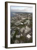 Aerial View of Seattle Center, Space Needle, and Puget Sound, Seattle, Washington, USA-Merrill Images-Framed Photographic Print