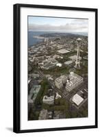 Aerial View of Seattle Center, Space Needle, and Puget Sound, Seattle, Washington, USA-Merrill Images-Framed Photographic Print