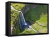 Aerial View of Seljalandsfoss, Seljaland, Iceland-Peter Adams-Framed Stretched Canvas