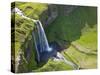 Aerial View of Seljalandsfoss, Seljaland, Iceland-Peter Adams-Stretched Canvas