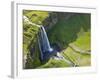 Aerial View of Seljalandsfoss, Seljaland, Iceland-Peter Adams-Framed Photographic Print