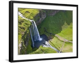 Aerial View of Seljalandsfoss, Seljaland, Iceland-Peter Adams-Framed Photographic Print