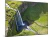 Aerial View of Seljalandsfoss, Seljaland, Iceland-Peter Adams-Mounted Photographic Print