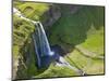 Aerial View of Seljalandsfoss, Seljaland, Iceland-Peter Adams-Mounted Photographic Print