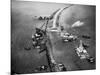 Aerial View of Ships Building a Dyke-null-Mounted Photographic Print