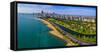 Aerial view of shoreline and Lincoln Park lagoon, Chicago, Cook County, Illinois, USA-null-Framed Stretched Canvas