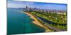 Aerial view of shoreline and Lincoln Park lagoon, Chicago, Cook County, Illinois, USA-null-Mounted Photographic Print