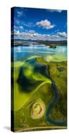 Aerial view of Skutustadagigar Pseudocrater, Lake Myvatn, Iceland. The craters were formed by st...-null-Stretched Canvas
