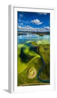 Aerial view of Skutustadagigar Pseudocrater, Lake Myvatn, Iceland. The craters were formed by st...-null-Framed Photographic Print