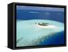 Aerial View of Small Island, Maldives, Indian Ocean, Asia-Sakis Papadopoulos-Framed Stretched Canvas