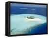 Aerial View of Small Island, Maldives, Indian Ocean, Asia-Sakis Papadopoulos-Framed Stretched Canvas