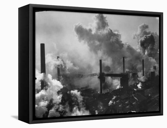 Aerial View of Smoke and Smokestacks at Us Steel Plant-Margaret Bourke-White-Framed Stretched Canvas