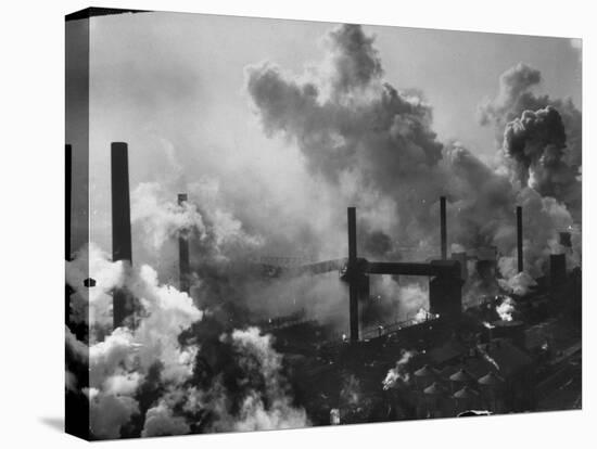 Aerial View of Smoke and Smokestacks at Us Steel Plant-Margaret Bourke-White-Stretched Canvas