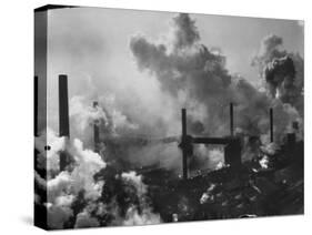 Aerial View of Smoke and Smokestacks at Us Steel Plant-Margaret Bourke-White-Stretched Canvas