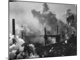 Aerial View of Smoke and Smokestacks at Us Steel Plant-Margaret Bourke-White-Mounted Photographic Print