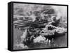 Aerial View of Smoking Land Attacks-null-Framed Stretched Canvas