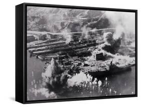 Aerial View of Smoking Land Attacks-null-Framed Stretched Canvas