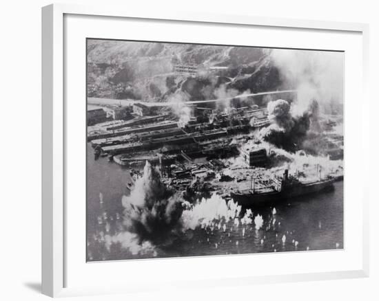 Aerial View of Smoking Land Attacks-null-Framed Photographic Print